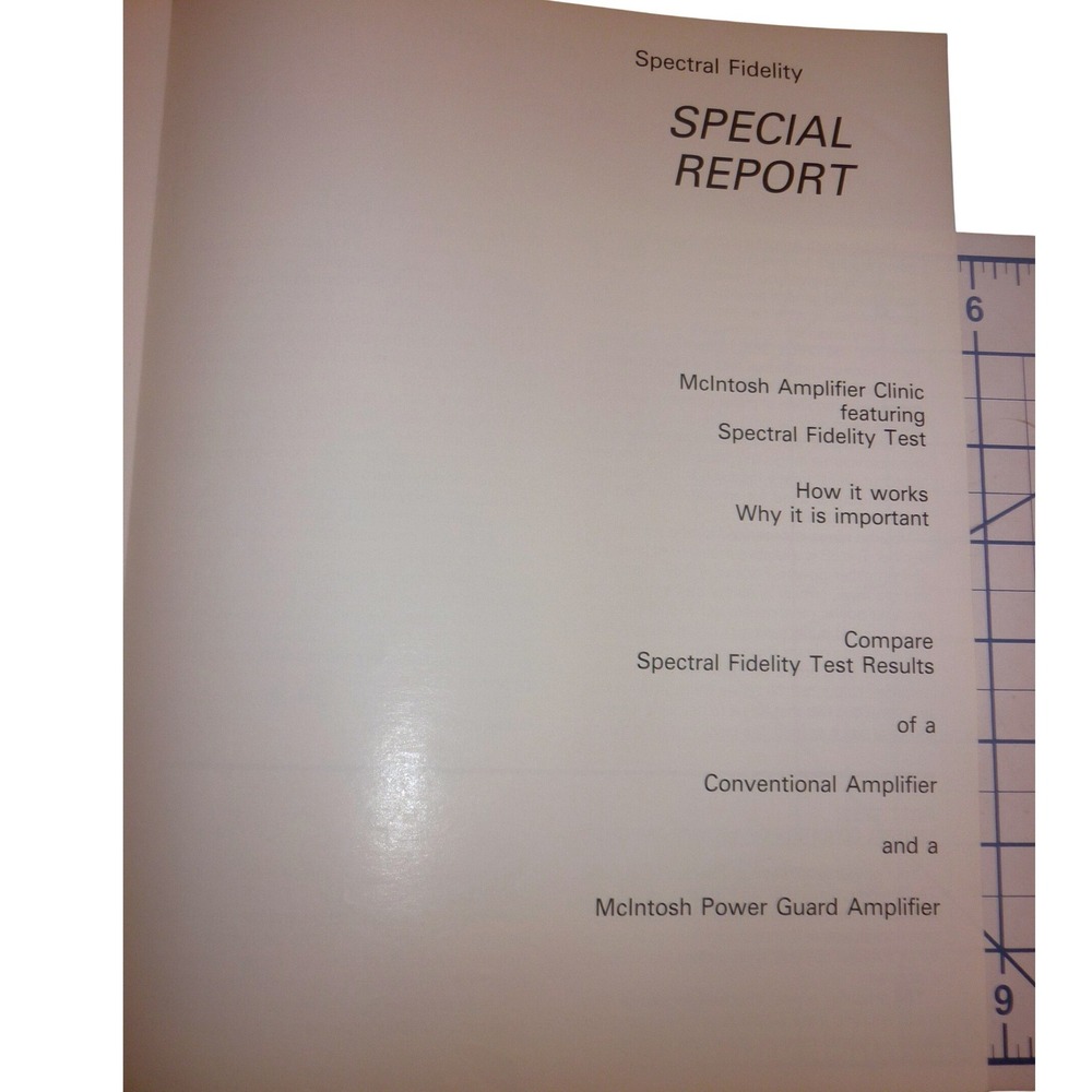 Vintage McIntosh Amplifier Clinic Special Report Spectral Fidelity Test Brochure